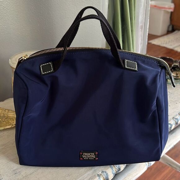 Francis Valentine Navy fabric satchel bag travel bag cosmetic bag - Picture 1 of 8